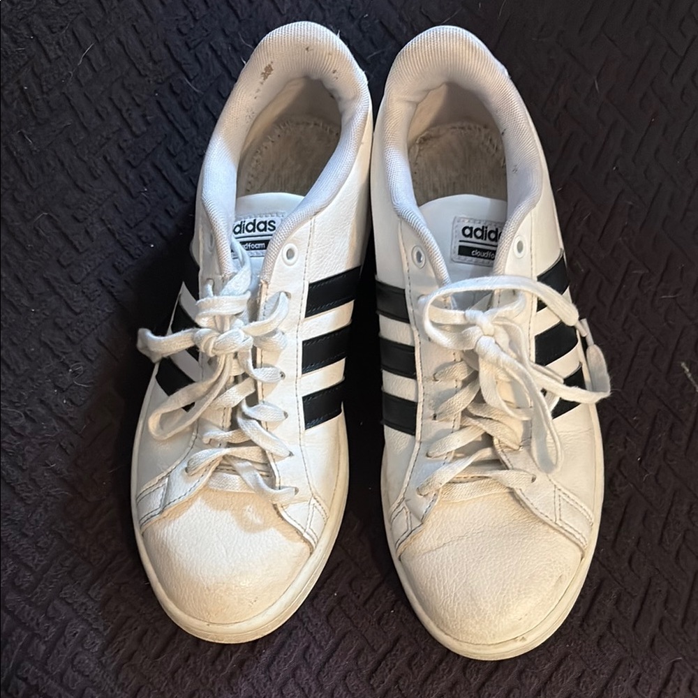 Adidas Classic White Sneakers with Black Stripes